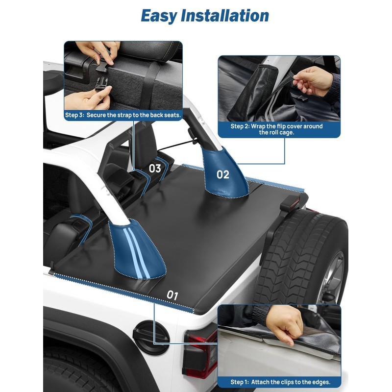 JOYTUTUS Tonneau Cover 4 Door Compatible with Wrangler JLU 2018-2026,