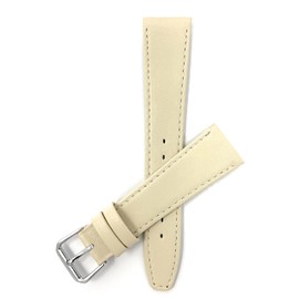 Bandini 20mm Italian Leather Watch Strap Band - Cream with Stitching - Classic - Slim