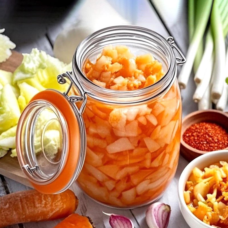 Encheng 32 oz Wide Mouth Mason Jars with Airtight Hinged