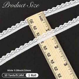 CABODYALS 9.14M White Chinlon Elastic Lace Trim Ribbon Wavy Floral Edging Stretchy Strips Trimming Crochet Embroidered Ribbons for Sewing Making Gift Wrapping Wedding Bouquet Decoration Crafts