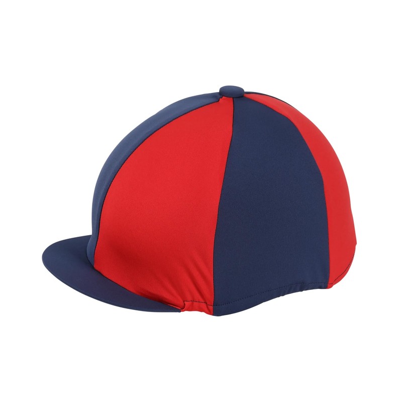 Shires Stretch Skull Hat Cover, Silk in Navy/Raspberry. Onesize
