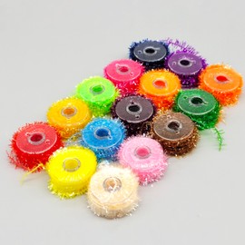 Raprance 15pcs Fly Fishing Tinsel Chenille Crystal Flash Line Nymphal Bugs Scud Making Fly Tying Materials