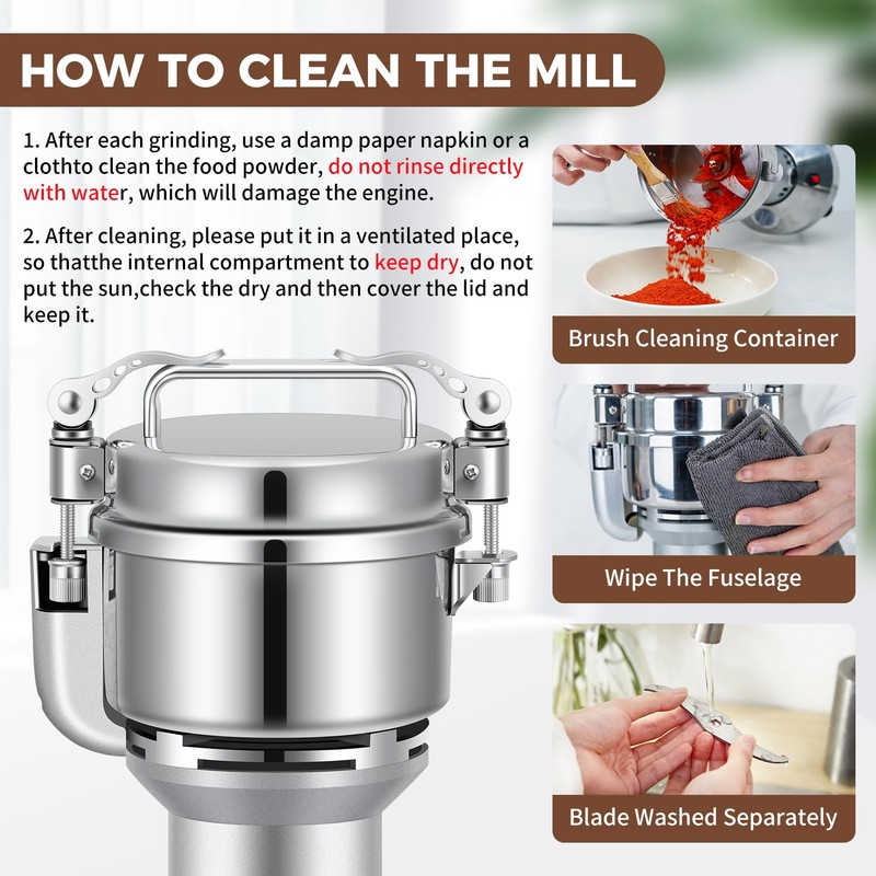 LEEVOT Grain Mill 300g Commercial Spice Grinder Electric 1200W Stainless