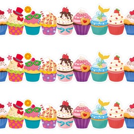 72 Feet Cupcake Border Birthday Bulletin Board Borders Trim for Birthday Classroom Summer Party Decoration