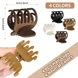 4 Pieces Medium Claw Hair Clips for Women and Girls Thin Hair Matte Hair Clips Cute Size Non-Slip Double Row Jaw Clips