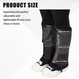 NICENEEDED Adjustable Nylon Leg Gaiters, Waterproof Hiking Protectors, Bite Protection, Leg Protection, Breathable Leg Gaiter