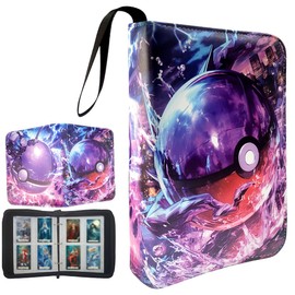 Garegce Trading Card Binder 4-Pocket, 100 Pages 400 Pockets PU Waterproof Card Folder, Card Collection Binder Folder Storage Organizer with Zipper for Kids Adult Birthday Gifts -Style 4