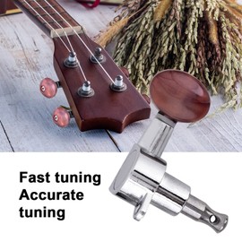 2R2L Ukulele Machine Heads Tuning Pegs Keys Machine Heads Set for 4 String Ukulele Guitar Zinc Alloy Machine Heads with Red Pearl Knob