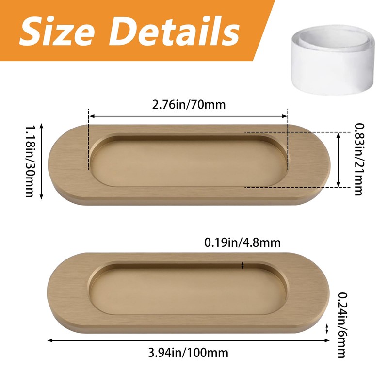 MOROBOR Self-Stick Oval Sliding Door Pulls, 2pcs Aluminum Alloy Hidden