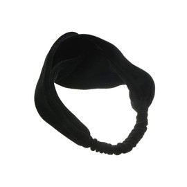 VINGTAINE Velour Black Turban Hair Band Cross Headband Wide Volume Turban Hair Accessory HB-96-, Black