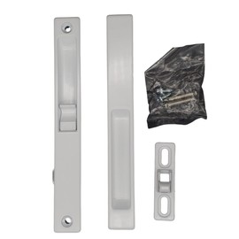 Flush Mount Single Lock Set for Sliding Glass Doors | Lock Replacement for Sliding Glass Patio Door Repair | Fix Sliding Door Lock Hardware (DL-501) (White)