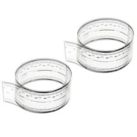 PATIKIL Film Flexible Ruler 50cm 0.1mm Scale with R Angle and Width Lines Clear PET Plastic Soft Folding Straight Ruler for Factory, Transparent, 2 Pcs