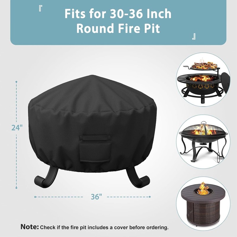 SHINESTAR 36 Inch Round Fire Pit Cover, Fits 30-36'' Wood