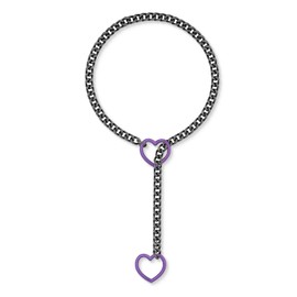ADEMISHIA Black Cuban Chain Choker Collar For Women, Purple Heart O-ring Slip Chain Necklace Adjustable Lariat Y-Necklace