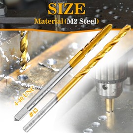 RURITKIT 4-40 UNC Tap and #43 Drill Bit Kit, M2 HSS Drill and Tap Set, Combination of Drill and Tap Kit for Metal