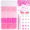 12000 Pcs Pink White Flatback Pearls and Rhinestones for Crafting,