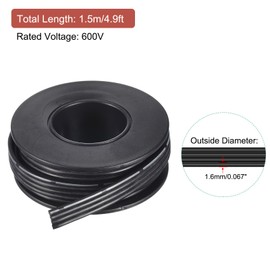 MECCANIXITY 22AWG Silicone Ribbon Cable 4Pin 22 Gauge Flat Cable Flexible Silicone Wire 1.5m/4.9ft Black Stranded Tinned Copper Wire for Model Plane, Model Car, Electric Appliance