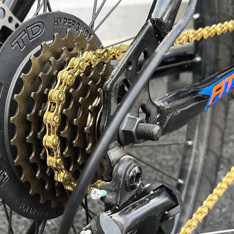 Bicycle Chain (Golden Yellow), 3 Chain Fasteners and Removal Tool,