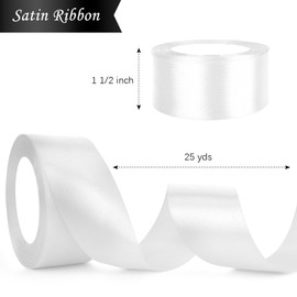 Valentine Ribbon White Ribbon 1 1/2 Inch Satin Ribbon For Hair Ribbon For Gift Wrapping Ribbons For Crafting Silk Ribbon Fall Ribbon Hair Ribbons For Women Silk Ribbon For Flower Bouquet White Ribbon Satin Valentines Day Decorations