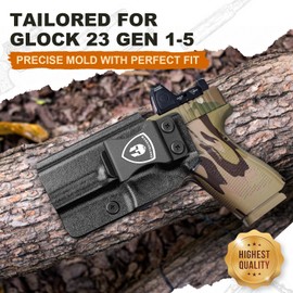WARRIORLAND IWB Kydex Holster Optics Cut Fit G23 Gen 1-5 Pistol, Inside Waistband Appendix Carry Holster, Adj. Retention & Cant, Right Hand