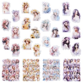 HICOHAND Girl Scrapbook Sticker Set, 160PCS Waterproof PET Transparent Stickers People Stickers for Scrapbooking Supplies Bullet Journals Materials Planners Album