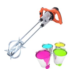 1800W Power Concrete Mixers Portable Electric Mortar Mixer Handheld Stirring Tool Dual Paddle High Low Gear 2 Speed Paint Cement Grout-mixing