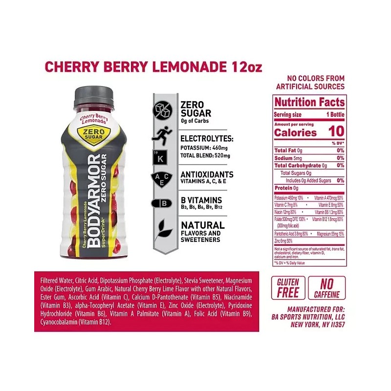 BODYARMOR Zero Sugar Variety Pack, 12 fl. oz. 24 pk.