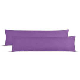 leevitex Pillowcase Set | Pack of 2 | 100% Cotton | Jersey | Pillowcases | Side Sleeper Pillow | Pillow Case | Neck Pillow Cover | Purple/Plum, 40 x 145 cm | Side Sleeper/Nursing Pillow Cover