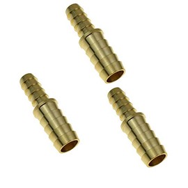 HongboW Hardware 3 Pcs Brass Hose Barb Reducer 1/2" to 3/8" Barbed Reducer Fitting Reducing Splicer Mender Union Adapter for Air Water Fuel