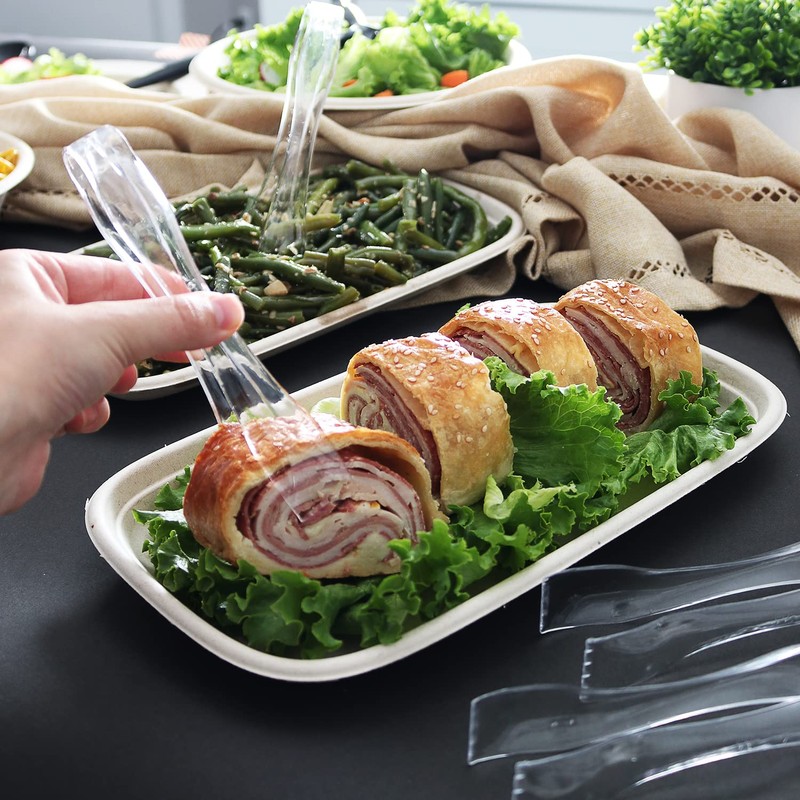 HD Disposable Serving Utensils Set (12), 10' Spoons, 6.5' Tongs,