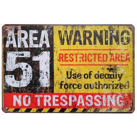 ERLOOD Area 51 No Trespassing Military Vintage Retro Metal Sign Aluminum Sign 12 x 8