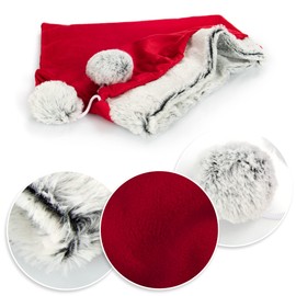 com-four® Premium Christmas Sack - Red Gift Bag for Filling - Christmas Bag with Pompoms & Gnome as Decoration and Great Gift Packaging