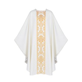 MYAYD Unisex Chasuble Church Robe Gown Pastor Priest Cassock Loose Long Cape Vestment Plus size (White)