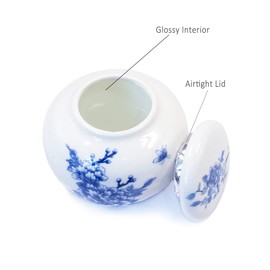 Dahlia Flowers Blue and White Porcelain Loose Tea Tin/Tea Storage/Tea Caddy/Tea Canister, Peony