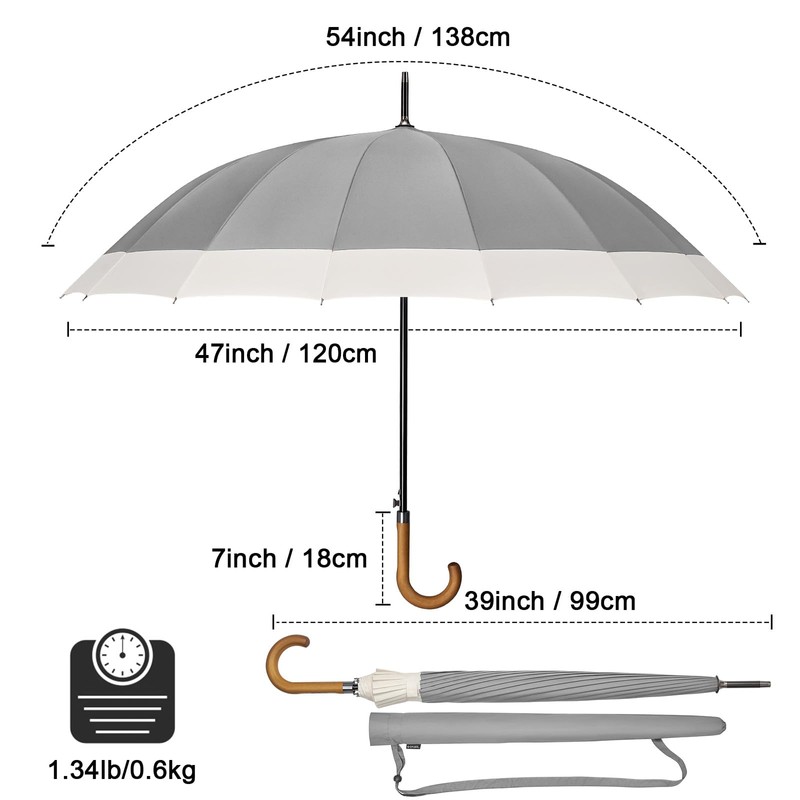 G4Free 54 Inch Large Windproof Umbrella for 2 Persons, 16