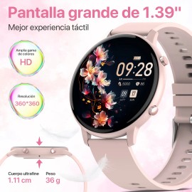 Reloj Inteligente Mujer Con Llamada 1.39'' Smart Watch Rosa