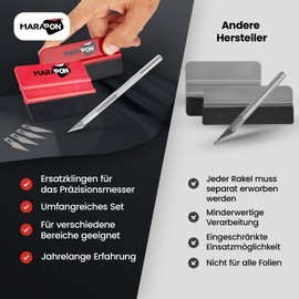 MARAPON® Squeegee Set with Scalpel and Film Squeegee for Film - For Window Films and Car Films - High-Quality Film Squeegee Also Suitable for Carbon Film and Furniture Film - Car Accessories