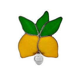 CHEZBABY Stained Glass Night Light Plug into Wall Lamp Decorative Accent Nightlight for Hallway Bedroom Kitchen Home Décor(Lemon)