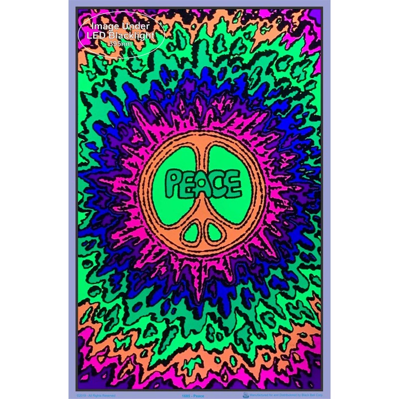 Scorpio Posters Psychedelic Peace - Flocked - Blacklight Poster -