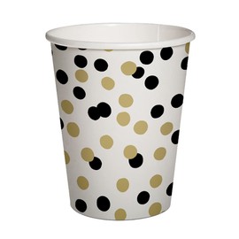 Eco Paper Cup 0.25l Gold Black Confetti Strong 100% Biodegradable Plastic Free Disposable Paper Tableware Dinnerware Party Supplies For Garden Party Picnics FSC Certified - (Pack of 10)