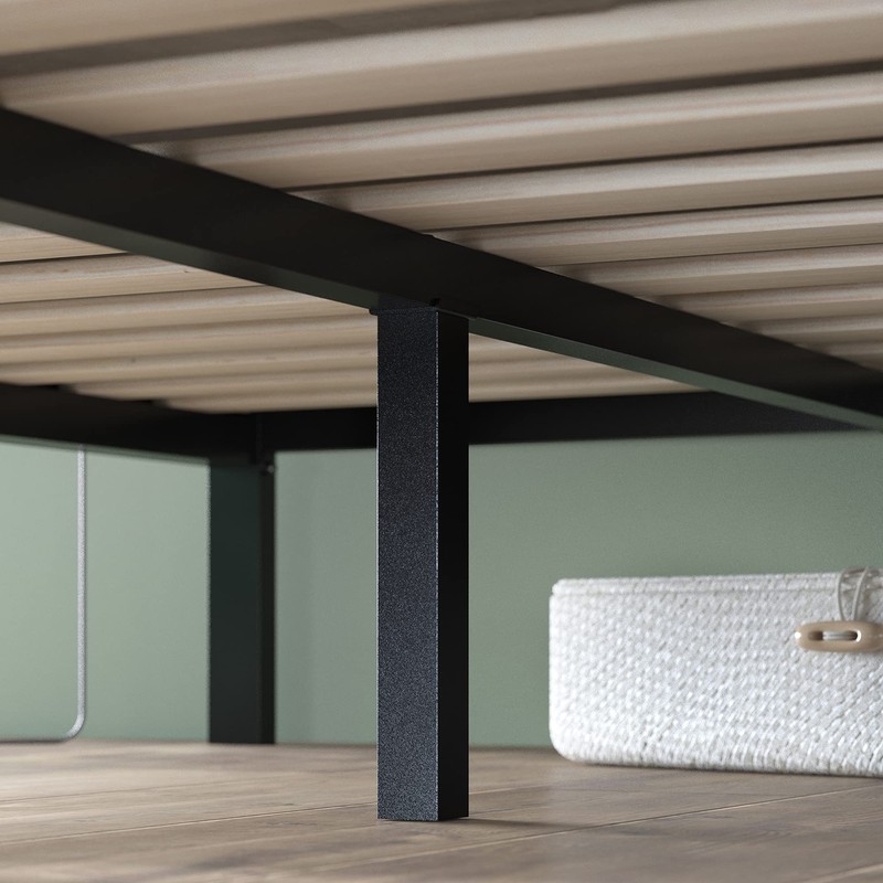 Zinus Mia Metal Platform Bed Frame with Headboard, Wood Slat