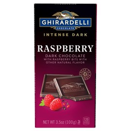 GHIRARDELLI Intense Dark Chocolate Bar, Raspberry, 3.5 Oz Bar (Pack of 12)