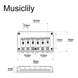 Musiclily Pro 52.5mm Modern Hardtail Fixed Bridge for Strat Tele Style Electric Guitar, Black