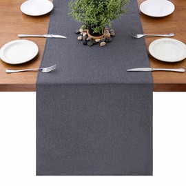 MAIBAOTA Dark Grey Waterproof Table Runner Farmhouse Rustic Seasonal Table Runners for Kitchen Dining Table Decorations Wedding Christmas Birthday Party Decor 40 x 180 cm (16 x 72")