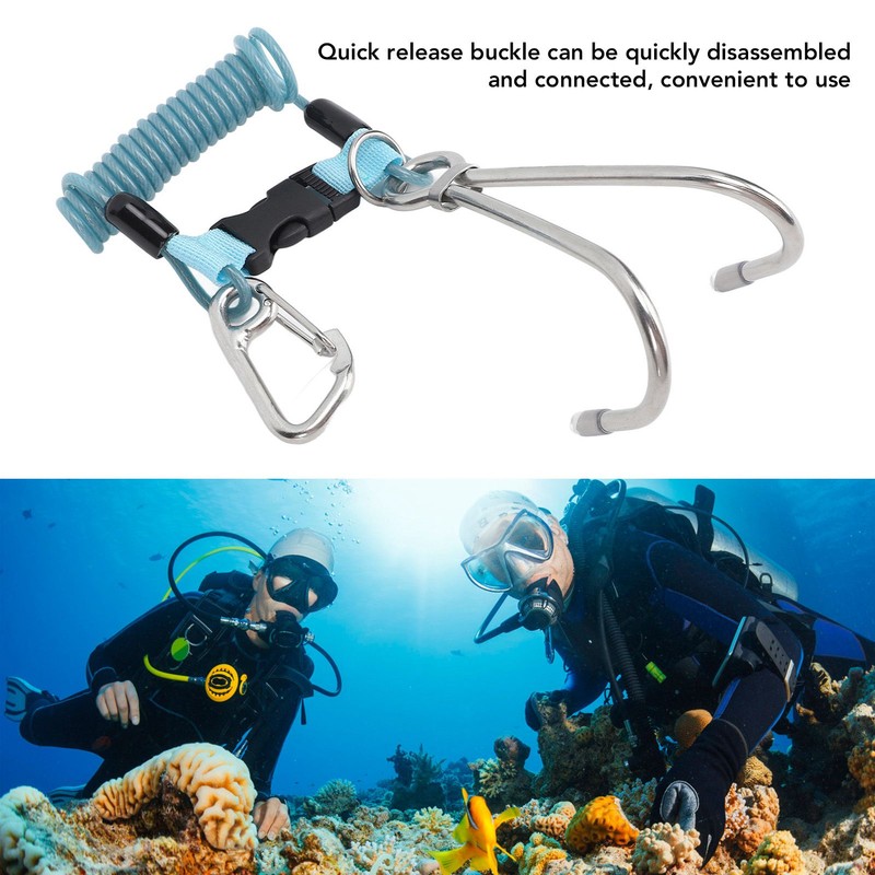 Spring Coiled Diving Hook Stainless Steel Double End Snap Clip