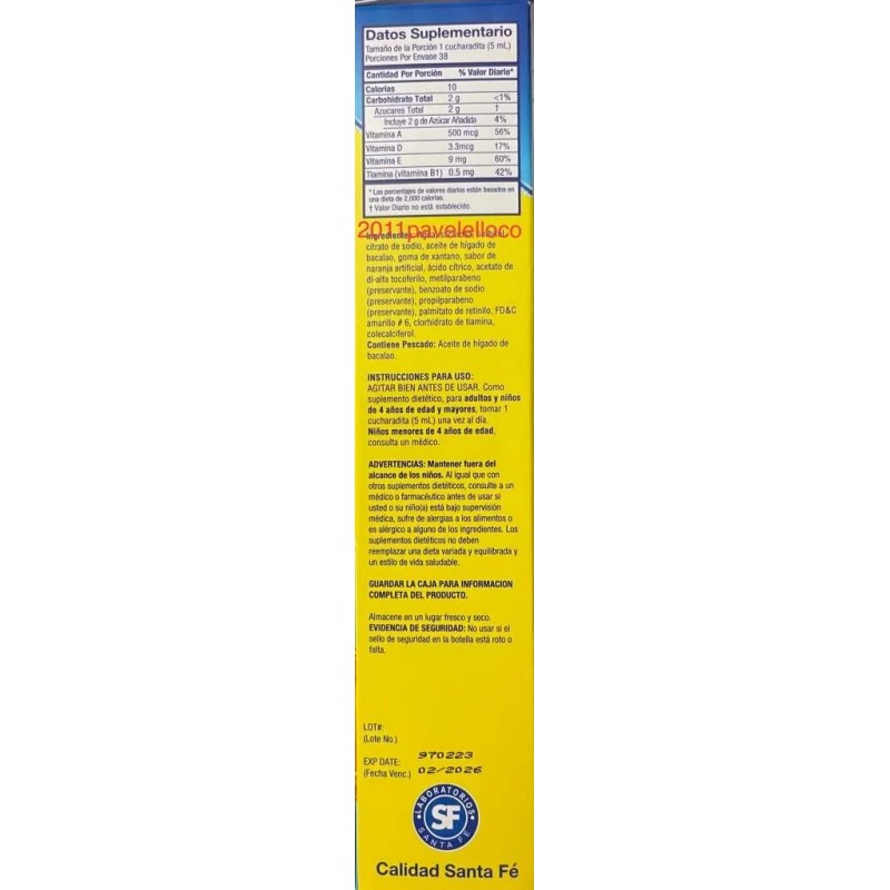Ballena Azul Orange EMULSION BALLENA AZUL COD LIVER OIL ACEITE