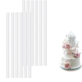 Rotupap 12pcs Cake Dowel Rods - 9.5inch Plastic Reusable Cake Support Rod,Plastic White Cake Supports Rods - Cake Dowels for Tiered Cake Construction and Stacking Support,Easy Cut Cake Dowels Rods