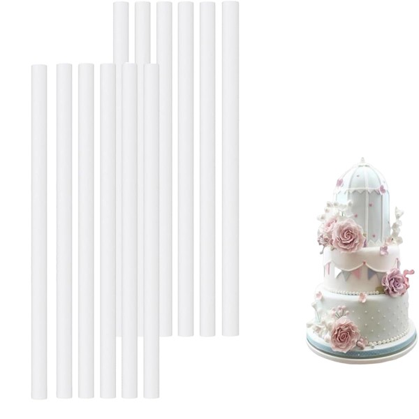 Rotupap 12pcs Cake Dowel Rods - 9.5inch Plastic Reusable Cake