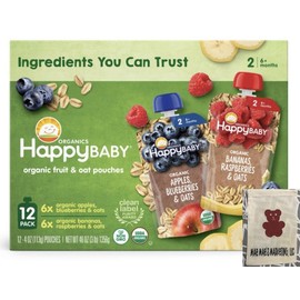 Happy BABY Organics Clearly Crafted Fruit & Oat Pouches, Variety Pack, 12 ct., 4 oz. - Mae Mae's Marketing, LLC Bundle