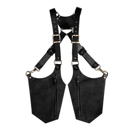 Anti-Theft Hidden Underarm Strap Wallet Holster Bag Faux Leather Double Shoulder Armpit Pocket Outdoors Sport Vest Accessories (51-Black)